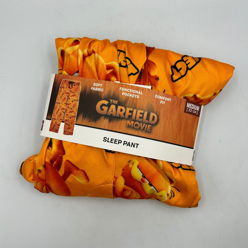 Bioworld Garfield Movie Sleep Pants Orange Mens Size Medium All Over Print NEW